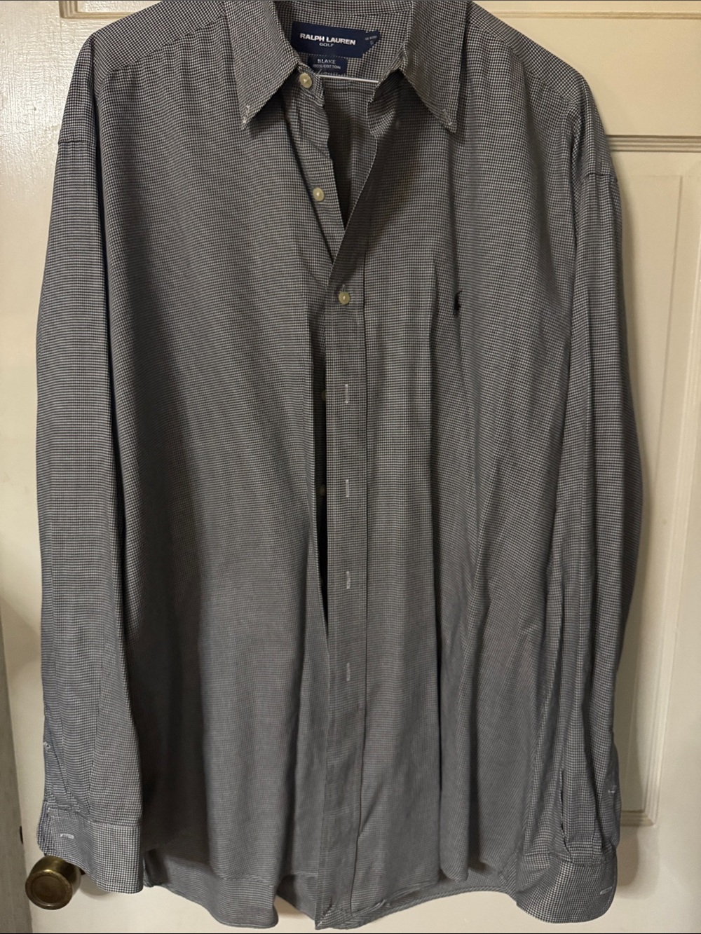 Ralph Lauren Men's Black and White Micro-Check Dress Shirt